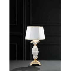 Lampe de Table en laiton doré à la feuilles d'or et porcelaine de Limoges pour hôtel ou château Design Marica