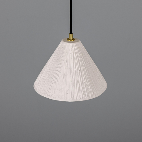 Tilia suspension conique en céramique organique 28cm, blanc mat rayé