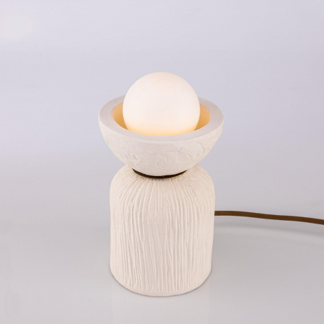 Lampe de table en céramique avec globe en verre Design Prali Blanc Rayé