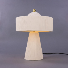 Lampe de table moderne en céramique Design Seville Blanc Rayé